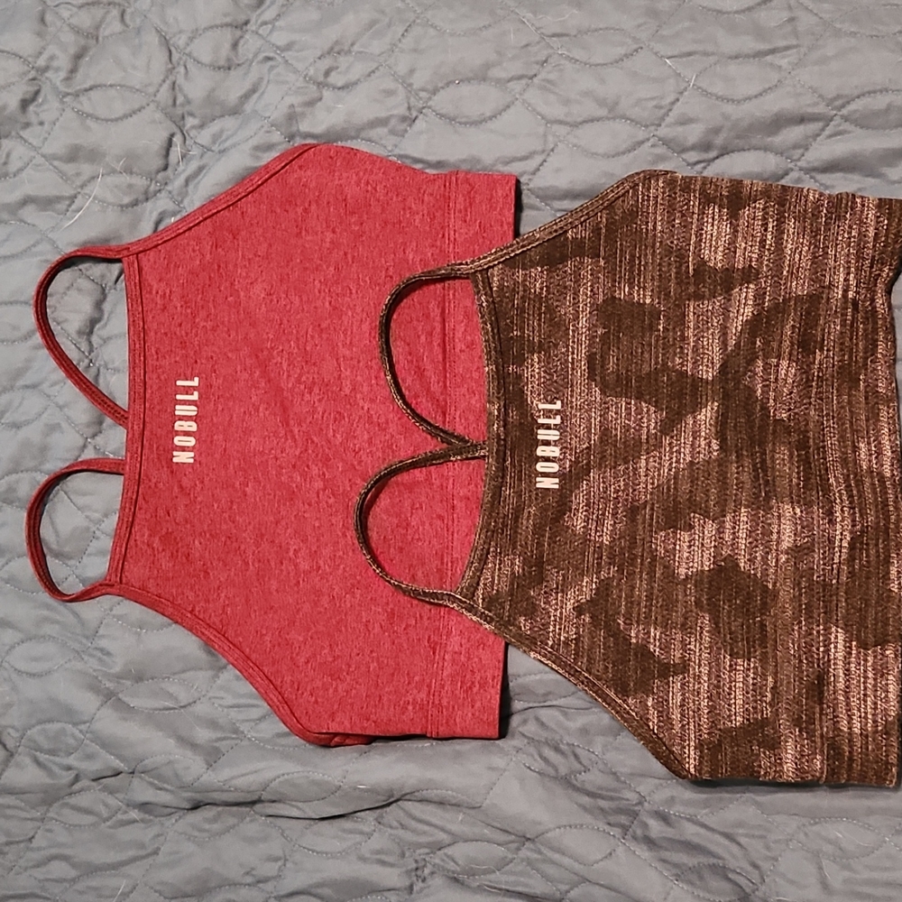 2 Nobull Womens Sports Bras Wine and Camo